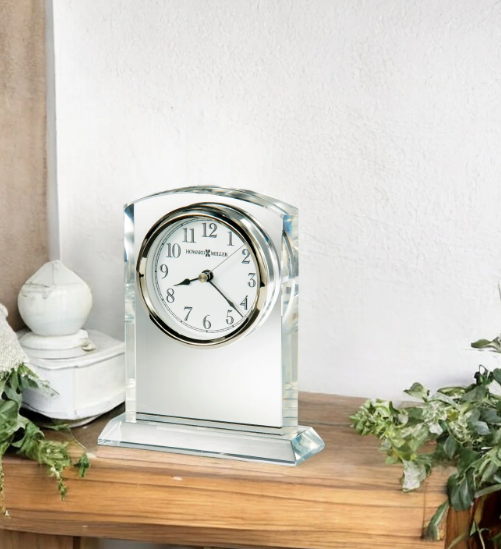 Howard Miller Crystal Table Clock with Beveled Base