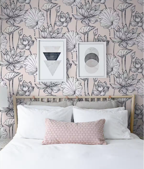 Lotus Pink Floral Vinyl Peel & Stick Wallpaper Roll