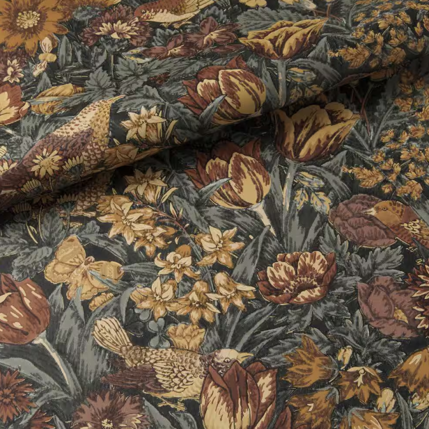 Mahogany and Graphite Bird Floral Vinyl Peel and Stick Wallpaper Roll