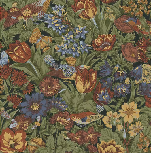 Russet and Riverside Bird Floral Vinyl Peel and Stick Wallpaper Roll