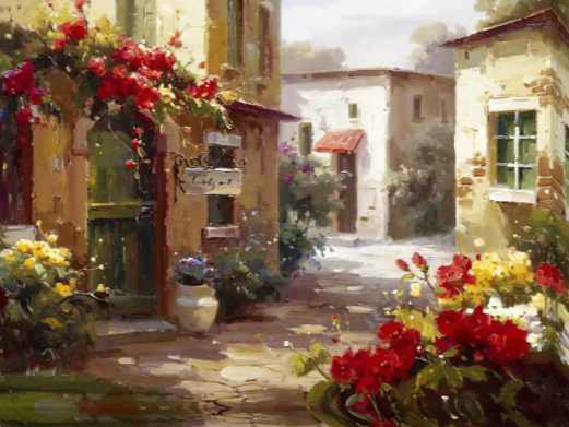 Morning in the Café District- Canvas Wall Art