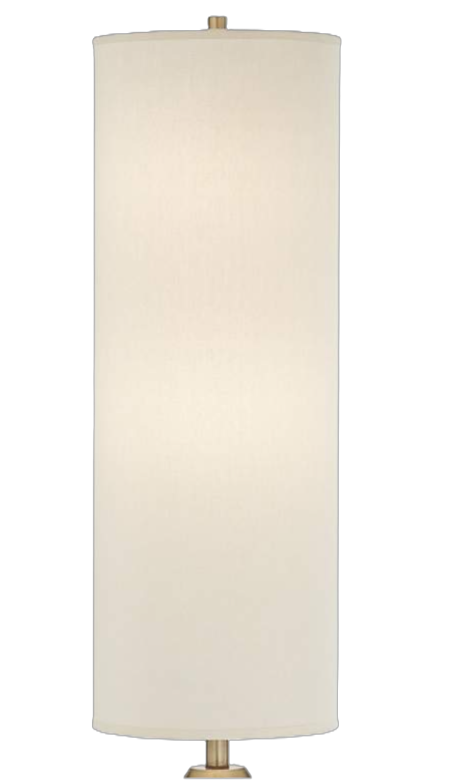 Modern Faux Wood Floor Lamp with Brass Accents