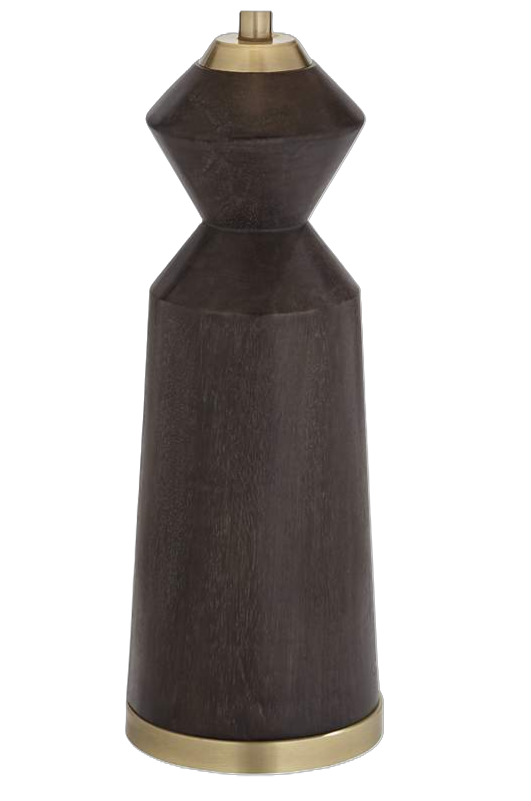 Modern Faux Wood Floor Lamp with Brass Accents