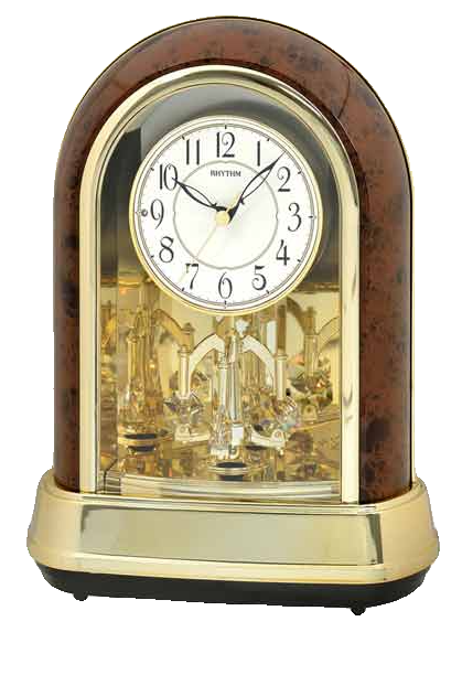 Crystal Dulcet II Musical Table Clock with Woodgrain Finish