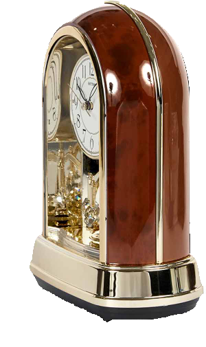 Crystal Dulcet II Musical Table Clock with Woodgrain Finish