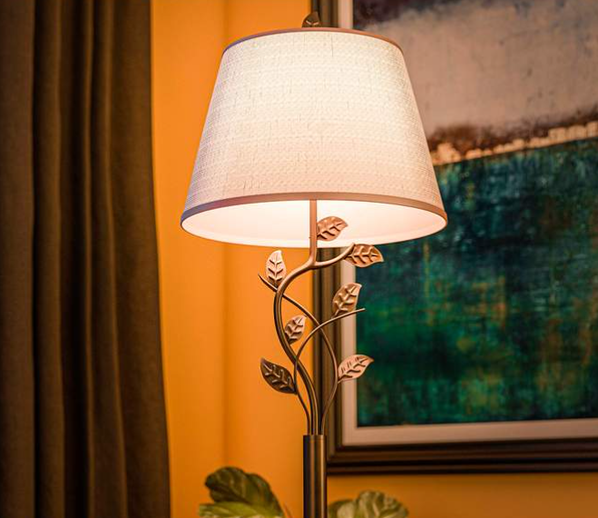 Ashlen Sculpted Floor Lamp Bronze Finish with Ornate Leaf Detailing