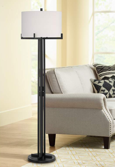 Madrid Sculpted Floor Lamp Matte Black with Architectural Detailing