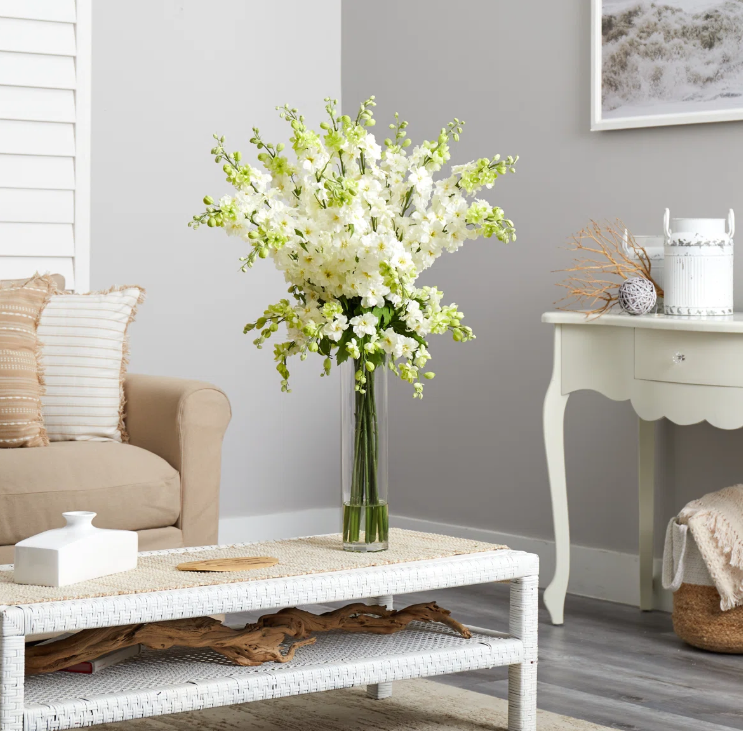 Delphinium Bouquet Lush Petals in Vase