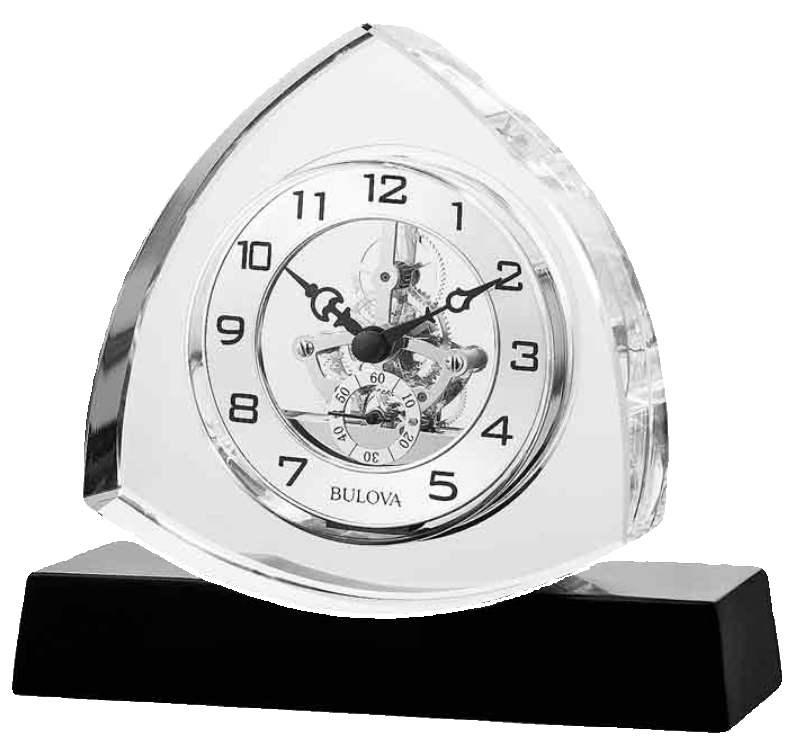 Bulova Trident Triangular Clear K-9 Crystal Clock