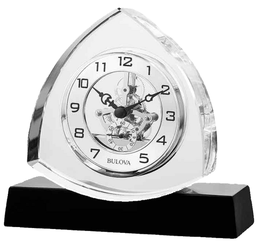 Bulova Trident Triangular Clear K-9 Crystal Clock