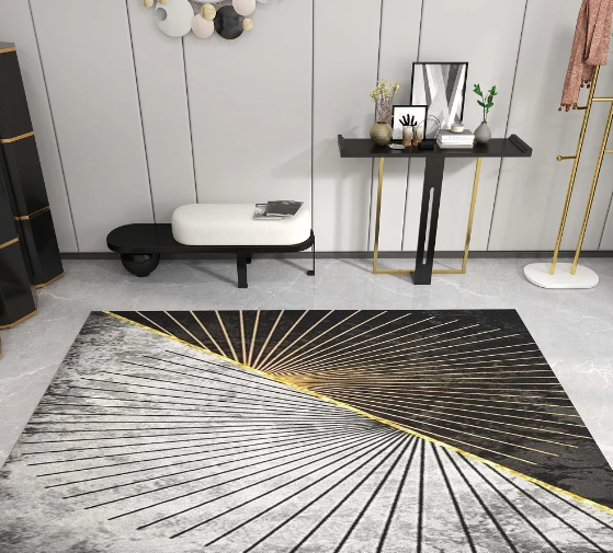 Gray and Gold Abstract Living Room Area Rug