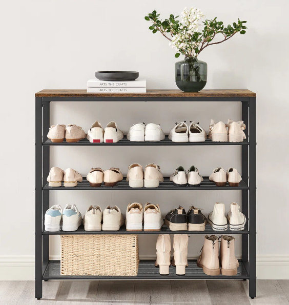 Walnut Wood Finish Shoe Rack