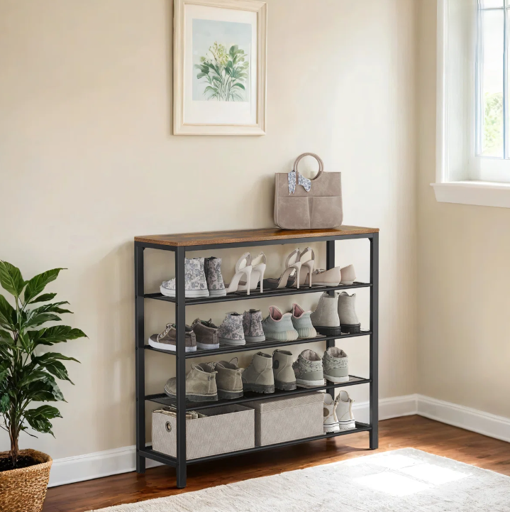 Walnut Wood Finish Shoe Rack
