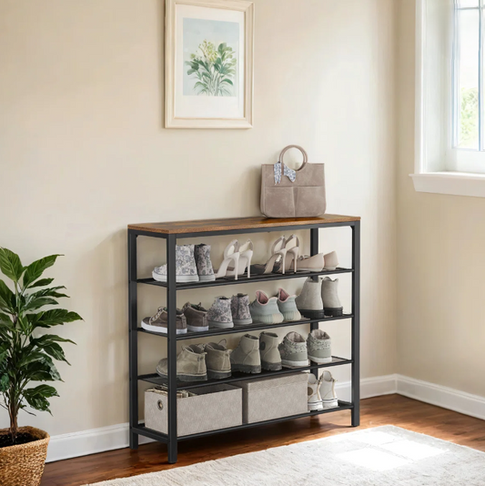 Walnut Wood Finish Shoe Rack